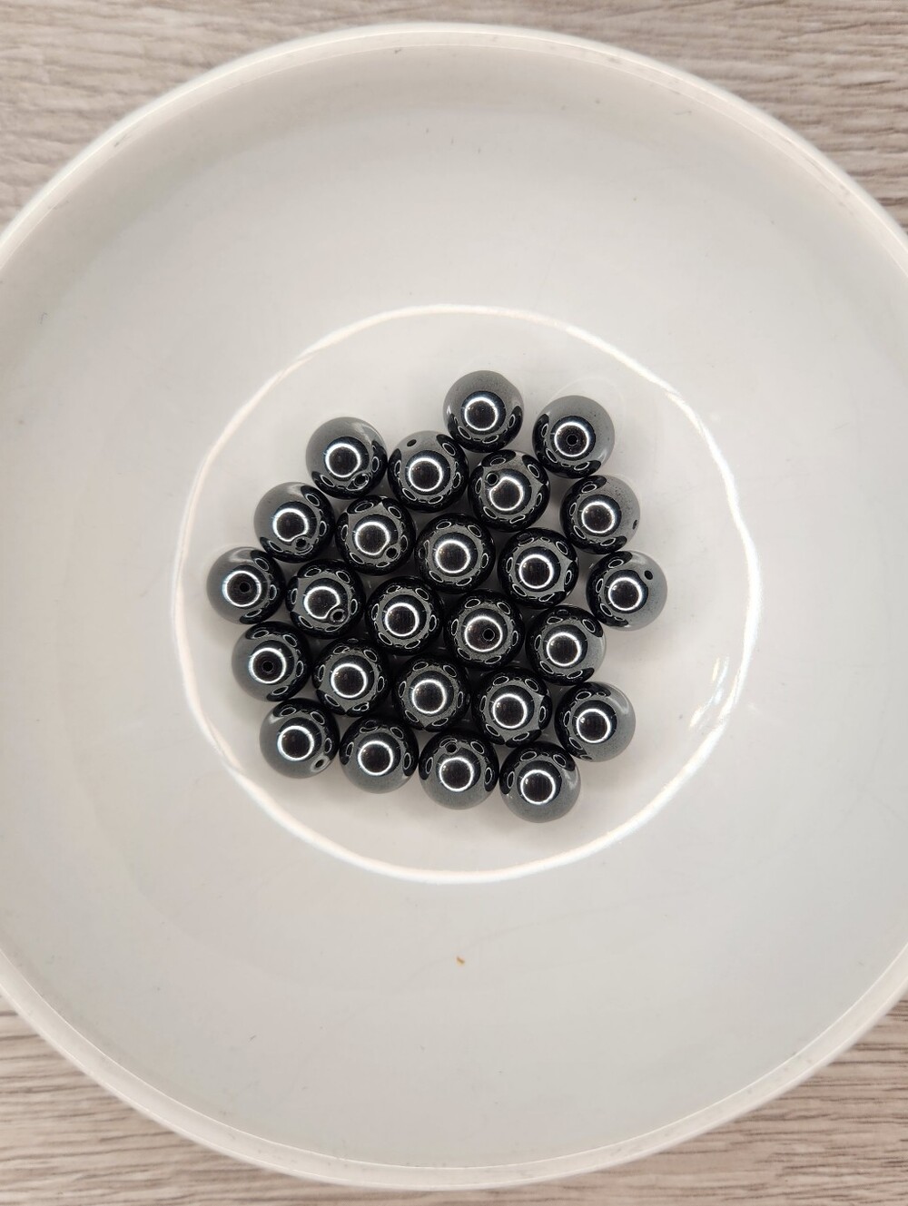 Hematite 8mm Round Beads Smooth Black 25 Count